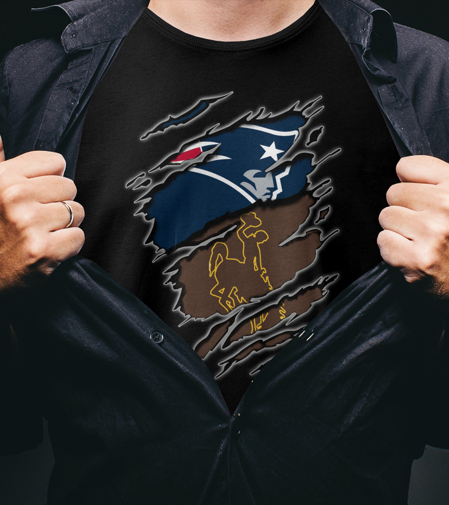 Patriots Wyoming Dual Logo Rip T-Shirt