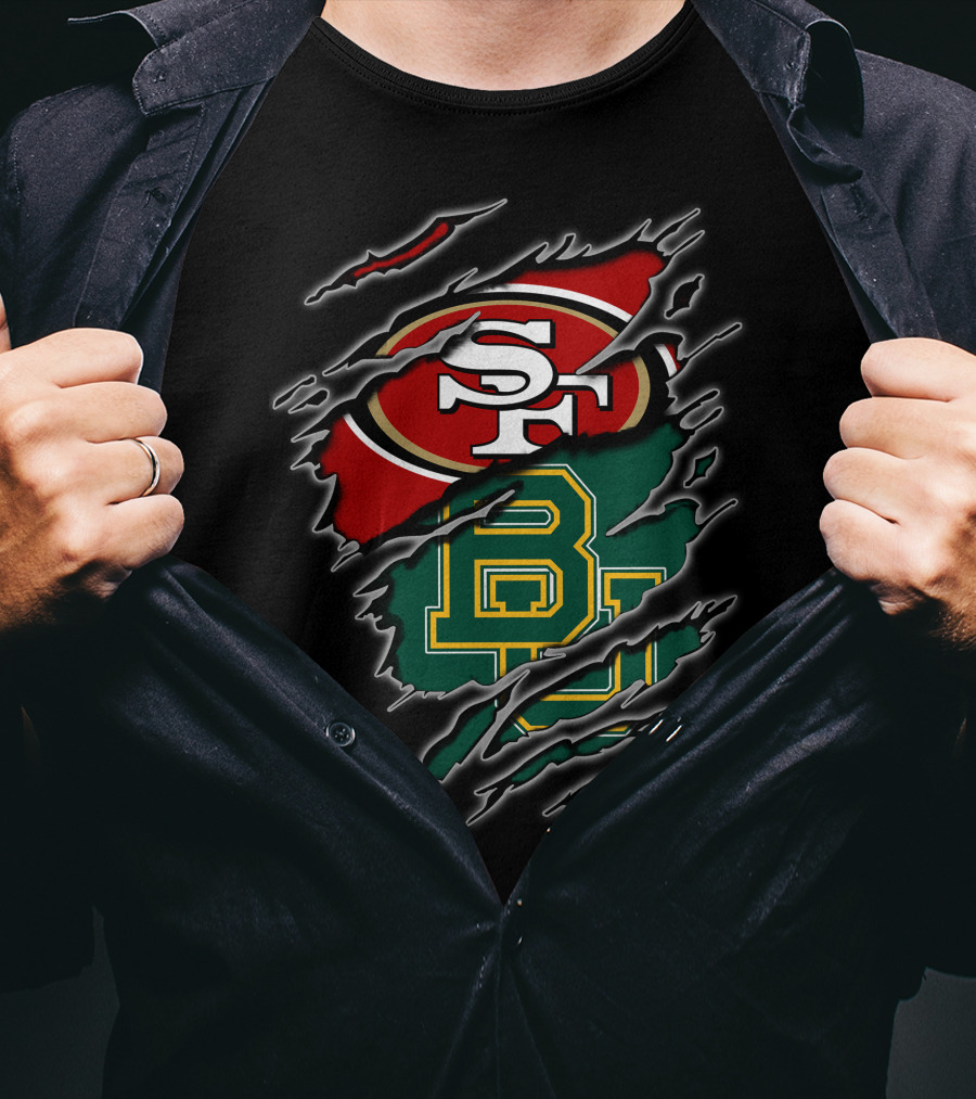 49ers Sf Logo And Baylor Bears Bu Logo In Claw T-Shirt