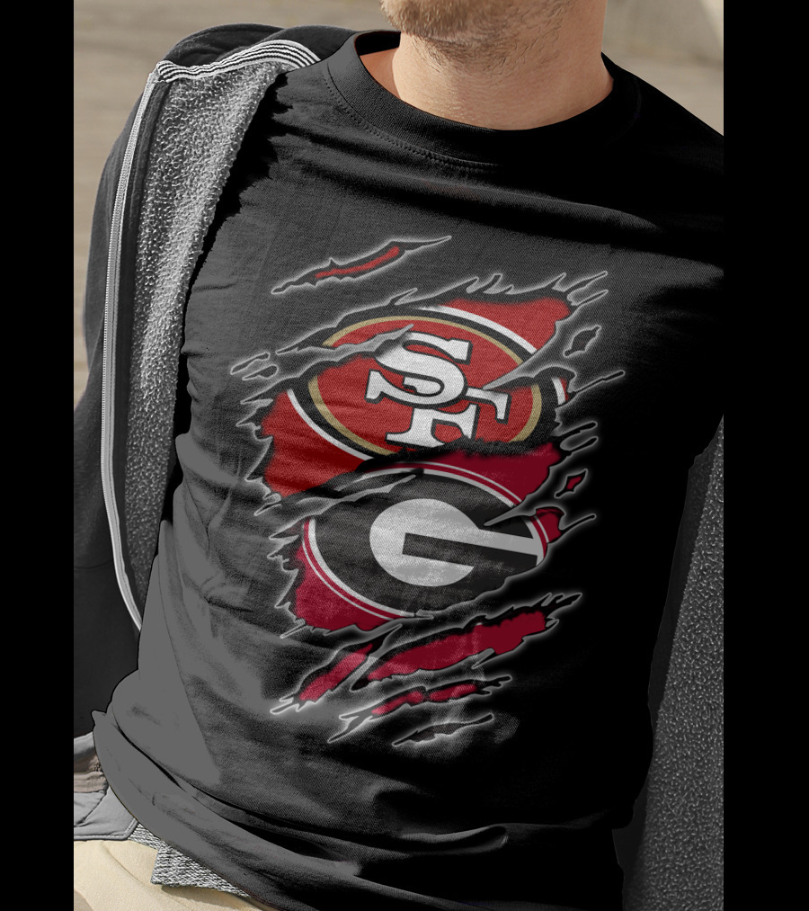 49ers Georgia Bulldogs Sf And G Logo Merge T-Shirt
