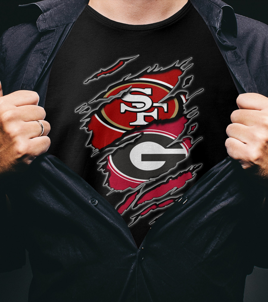 49ers Georgia Bulldogs Sf And G Logo Merge T-Shirt
