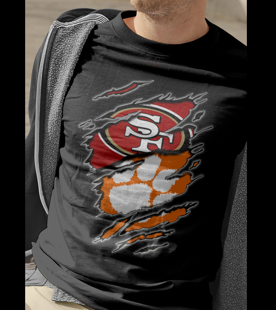 San Francisco 49ers Clemson Tigers Logo Mashup T-Shirt