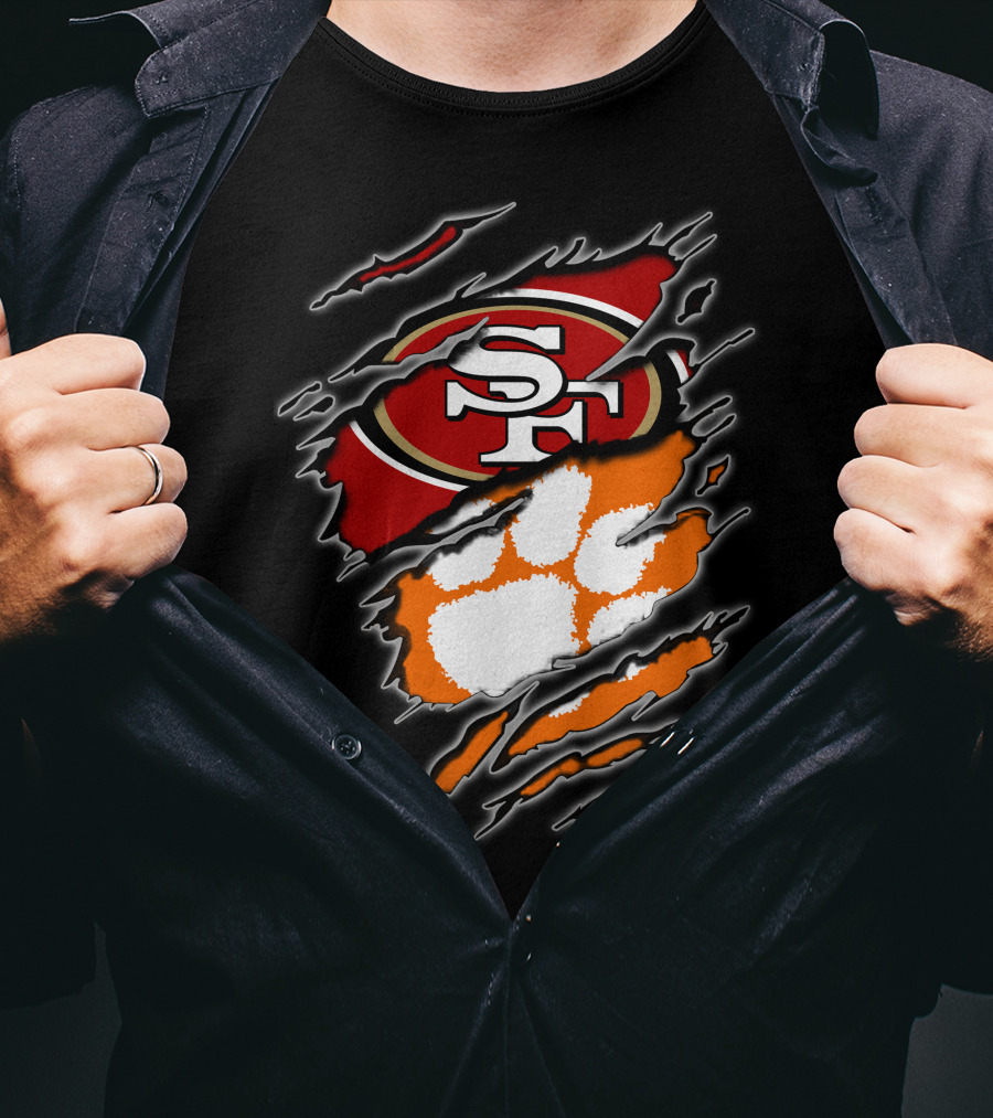San Francisco 49ers Clemson Tigers Logo Mashup T-Shirt