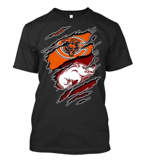 Chicago Bears Arkansas Razorbacks Ripped T-Shirt
