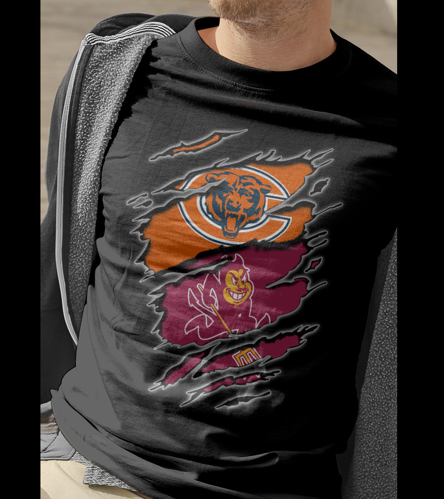 Chicago Bears Arizona State Sun Devils Logo Mashup T-Shirt