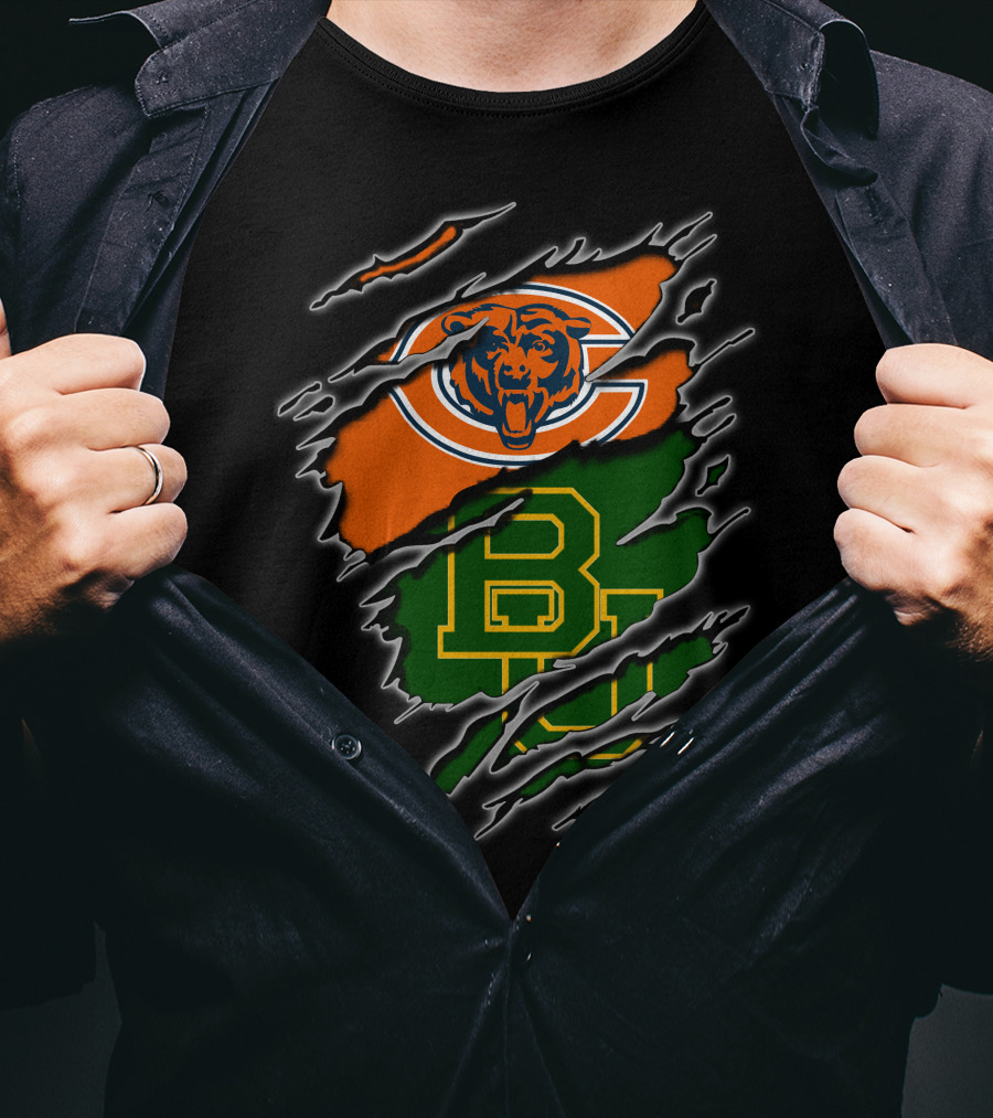 Chicago Bears Baylor University Bears Logo Combination T-Shirt