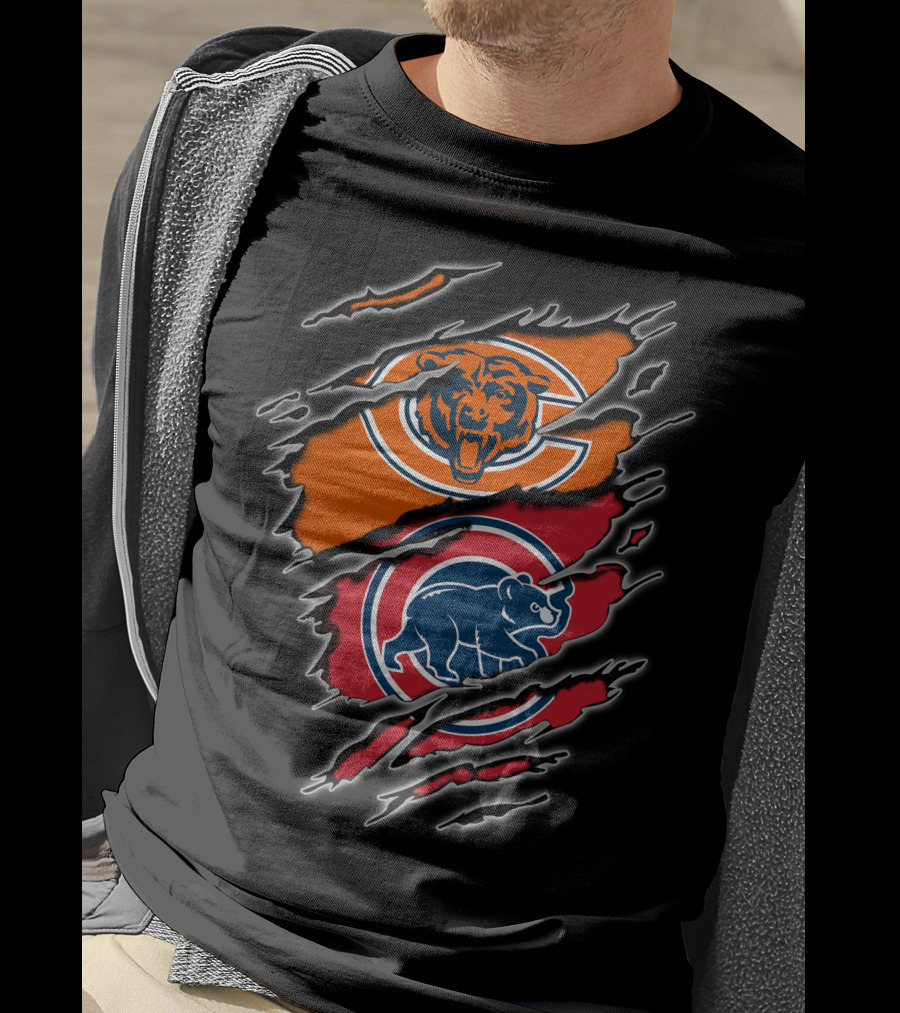 Chicago Bears Chicago Cubs Logo Mashup T-Shirt