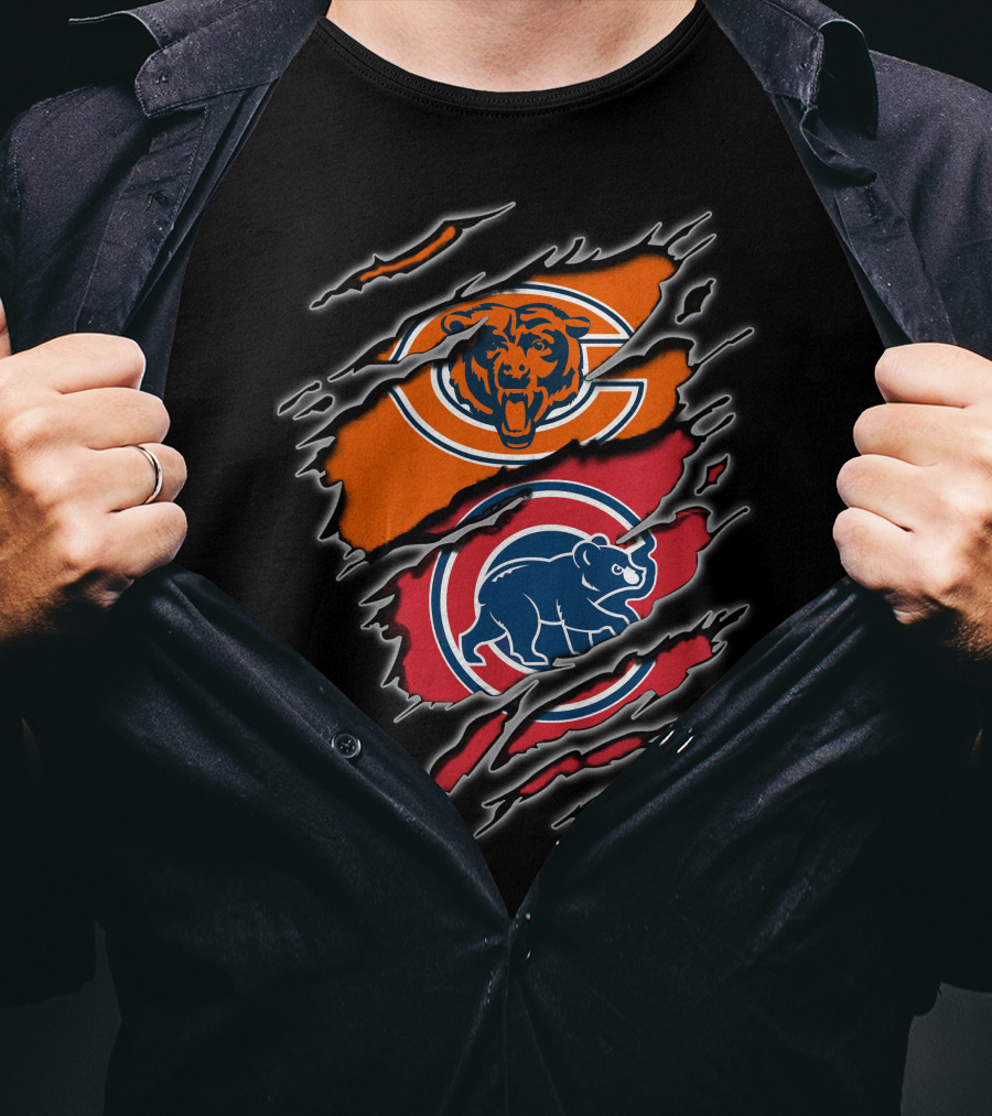Chicago Bears Chicago Cubs Logo Mashup T-Shirt