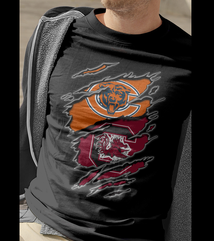 Chicago Bears South Carolina Gamecocks Fan Crossover T-Shirt