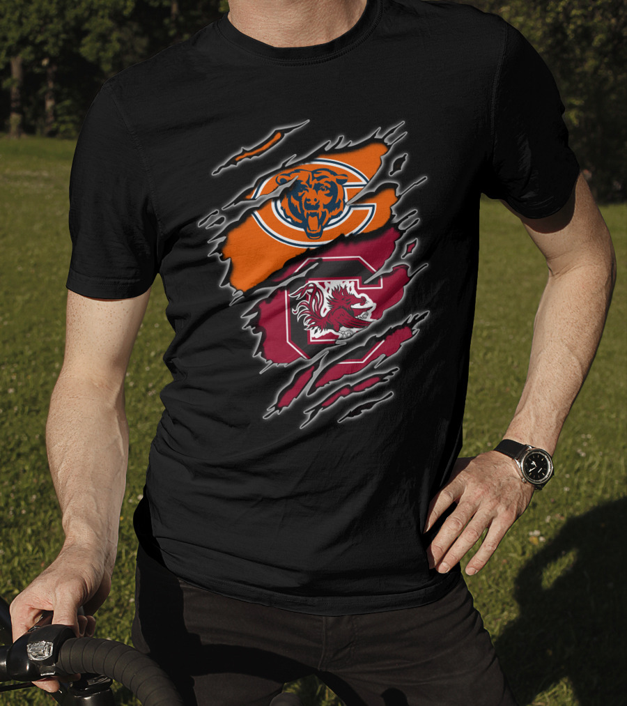Chicago Bears South Carolina Gamecocks Fan Crossover T-Shirt
