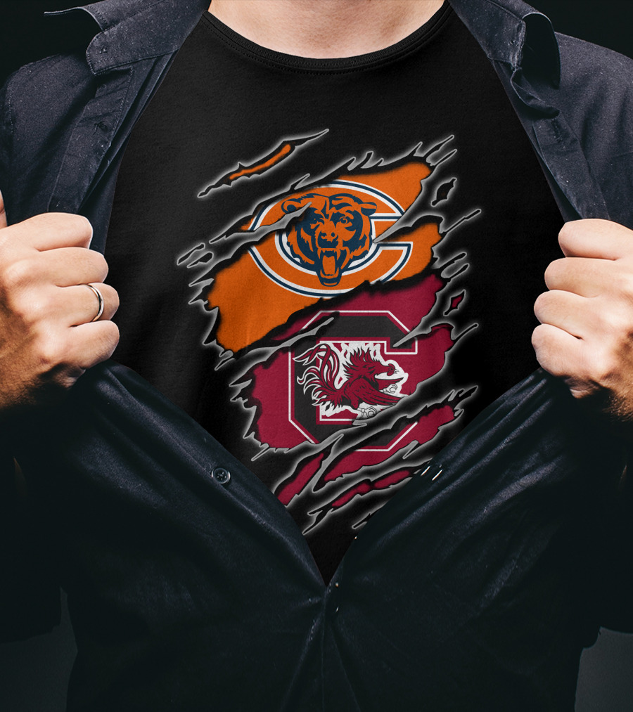 Chicago Bears South Carolina Gamecocks Fan Crossover T-Shirt
