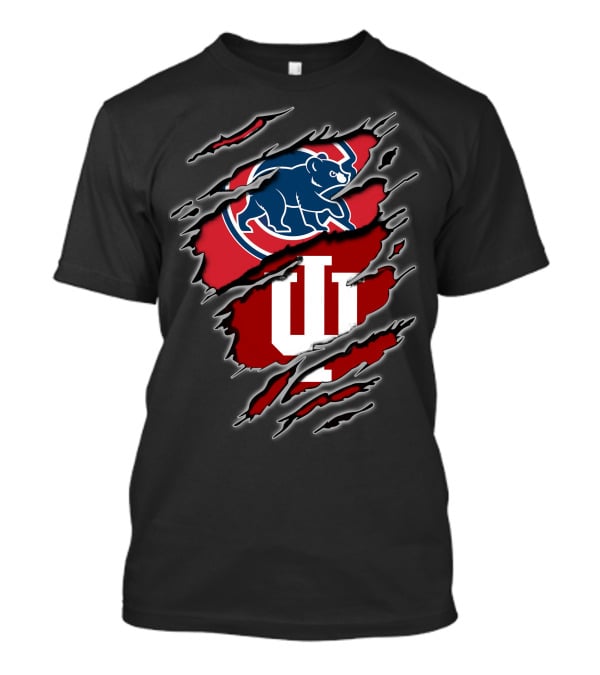 Chicago Cubs Indiana Hoosiers Dual Logo Claw Marks T-Shirt