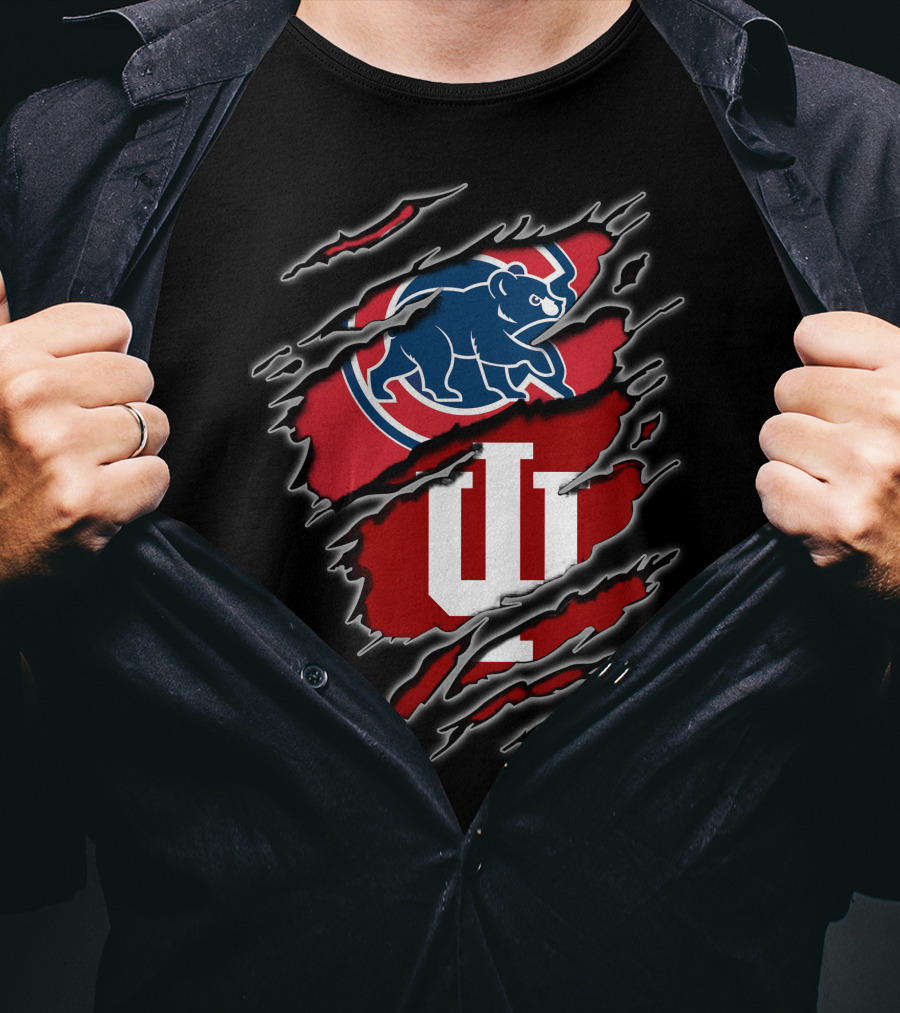 Chicago Cubs Indiana Hoosiers Dual Logo Claw Marks T-Shirt