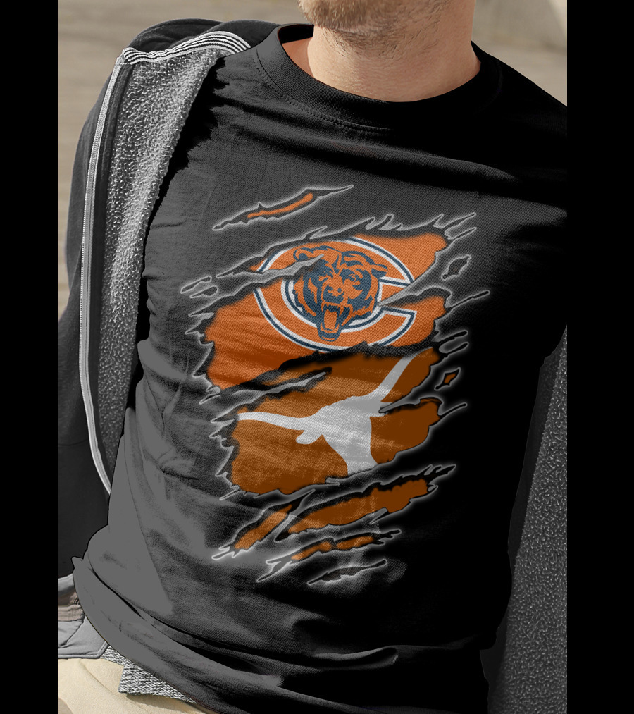 Bears Longhorns Logo Crossover Claw Tear T-Shirt