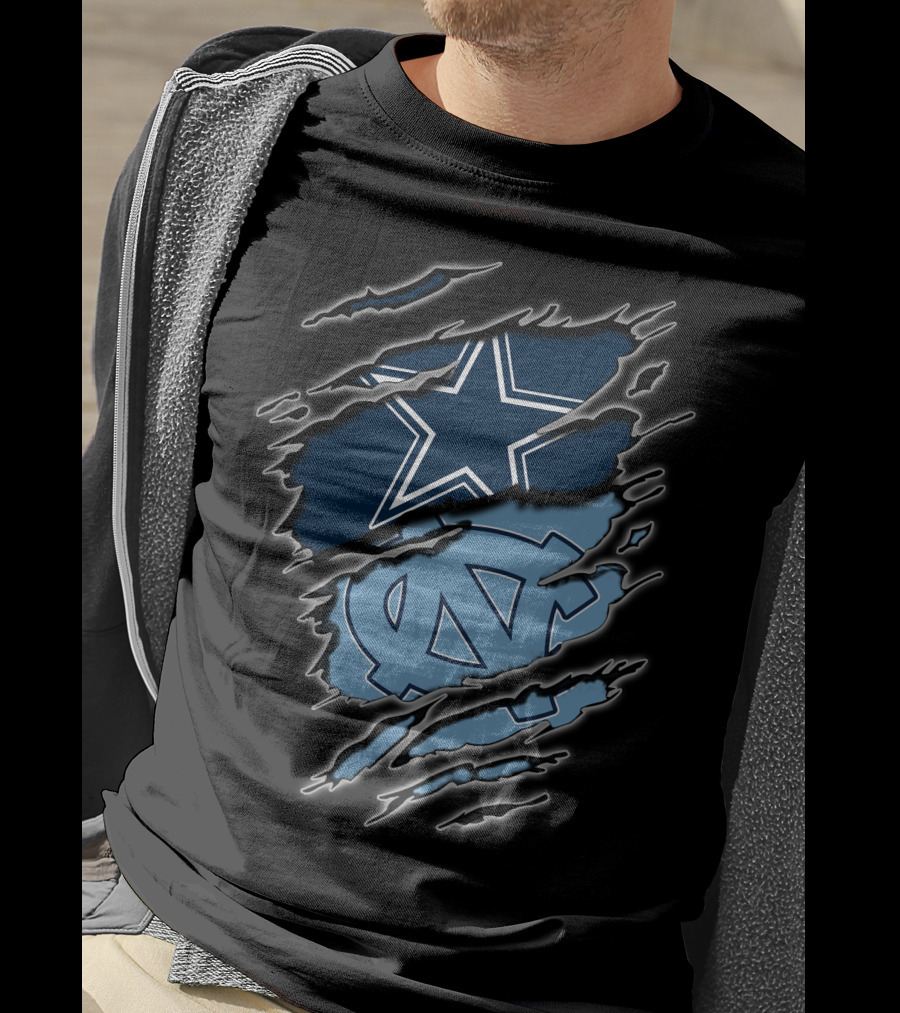 Dallas Cowboys North Carolina Tar Heels Torn Flag T-Shirt