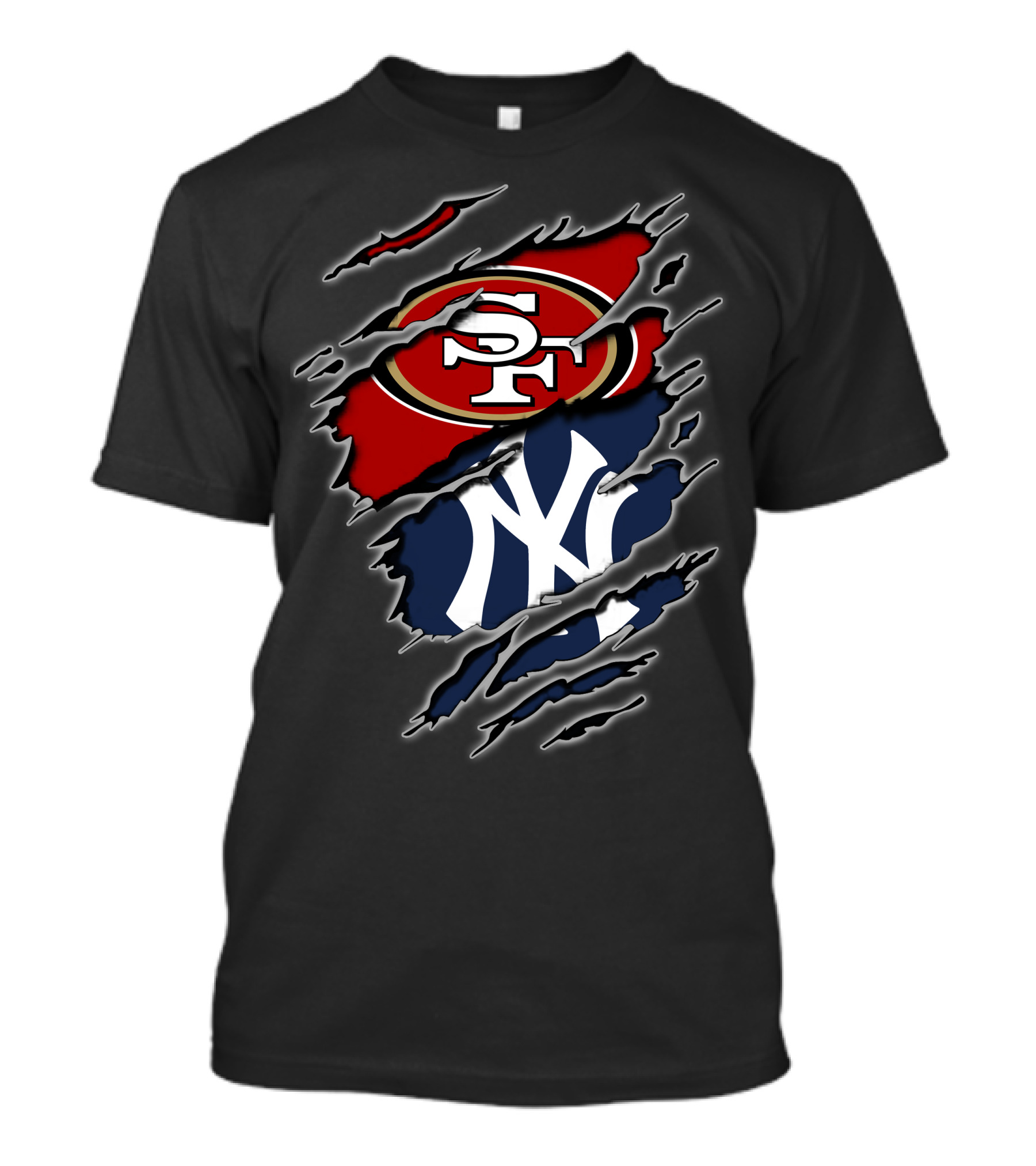 San Francisco 49ers New York Yankees Claw Slash Logo Mashup T-Shirt