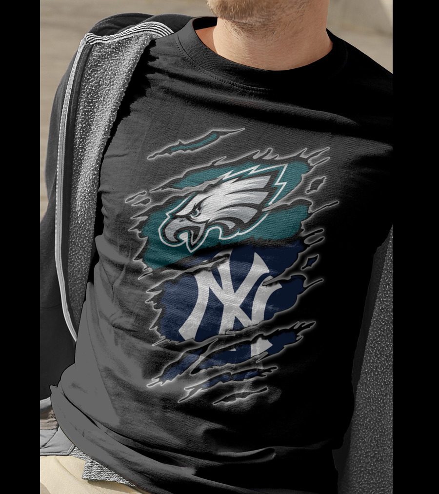 Eagles Yankees Logos Fusion T-Shirt