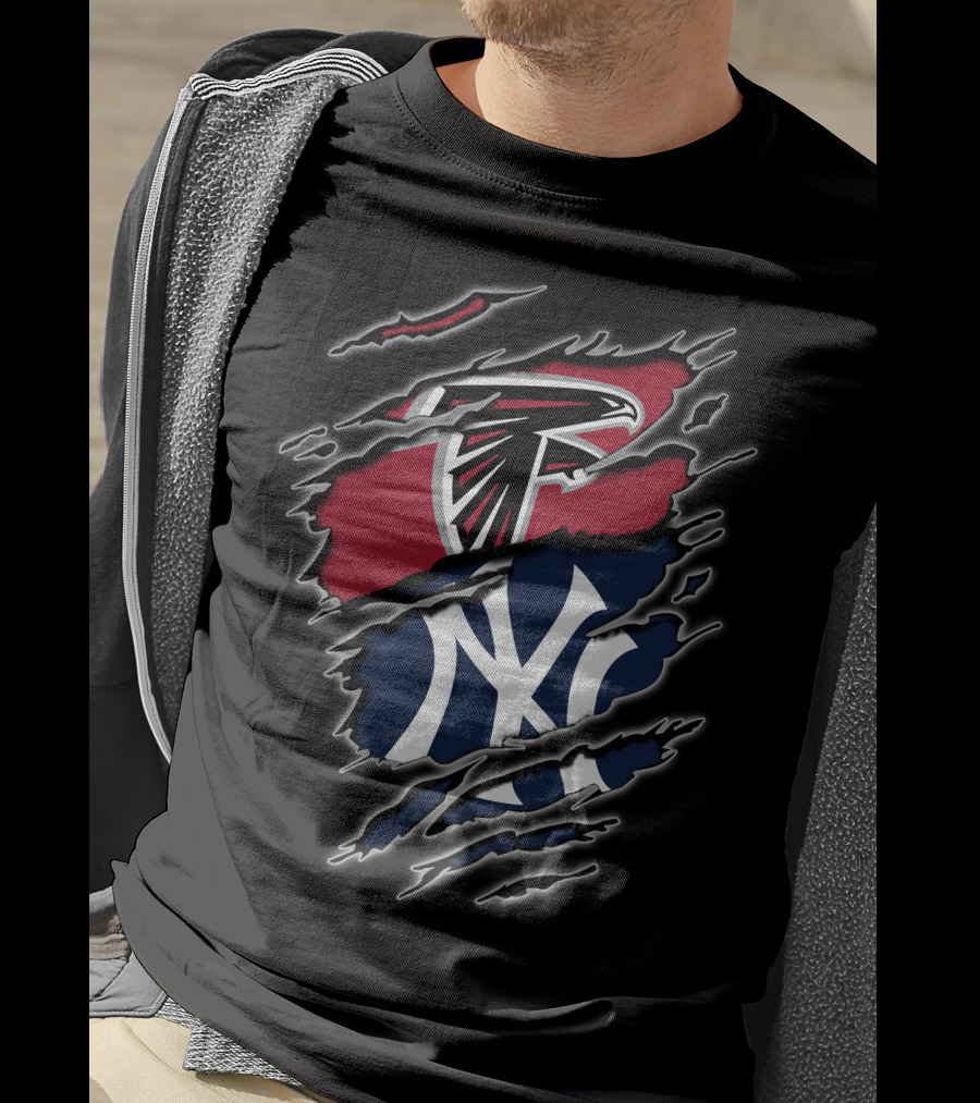 Atlanta Falcons New York Yankees Logo Collaboration T-Shirt