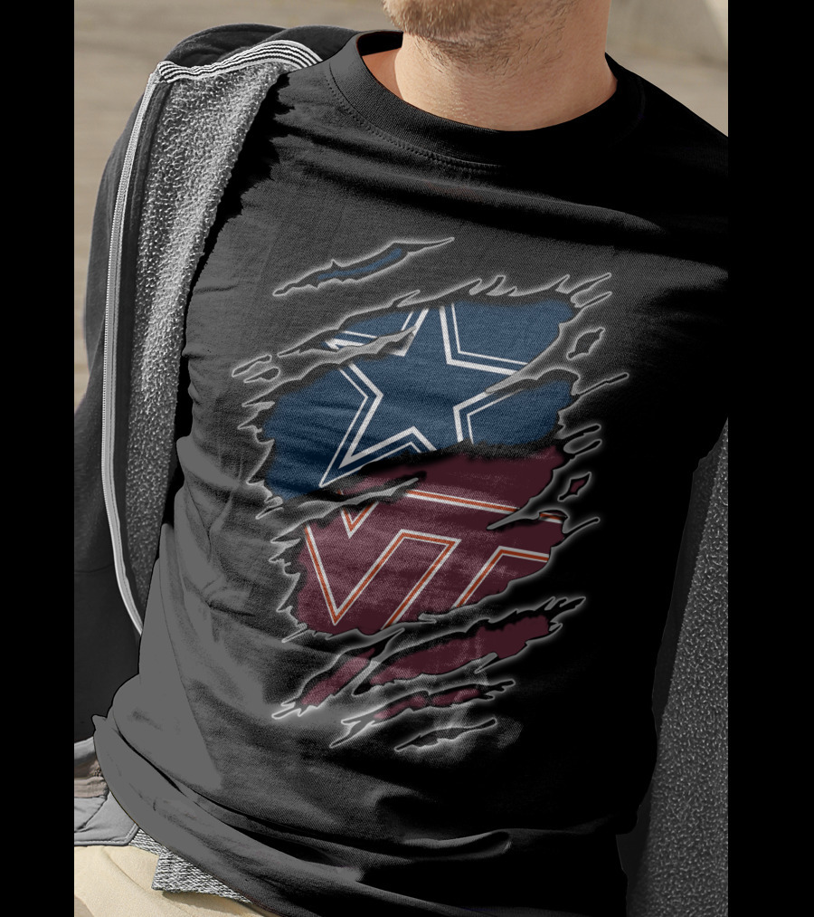 Dallas Cowboys Virginia Tech Hokies Collaboration T-Shirt