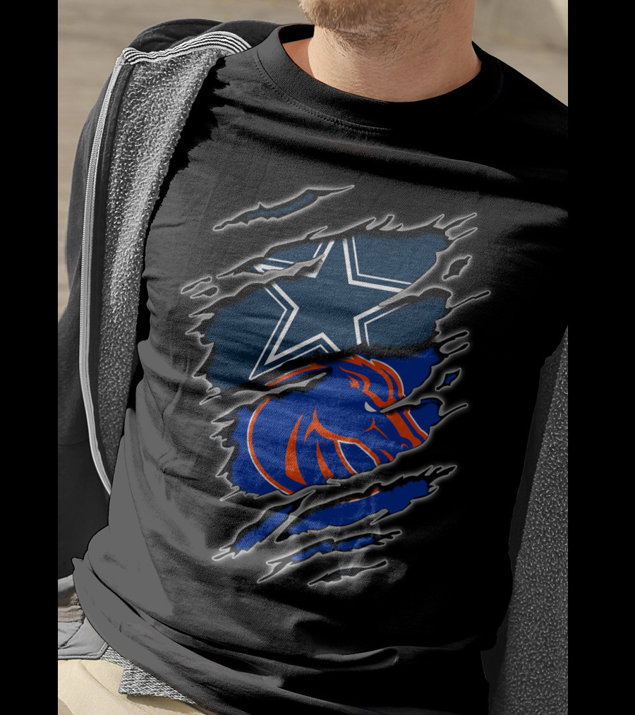 Dallas Cowboys And Boise State Broncos Torn T-Shirt