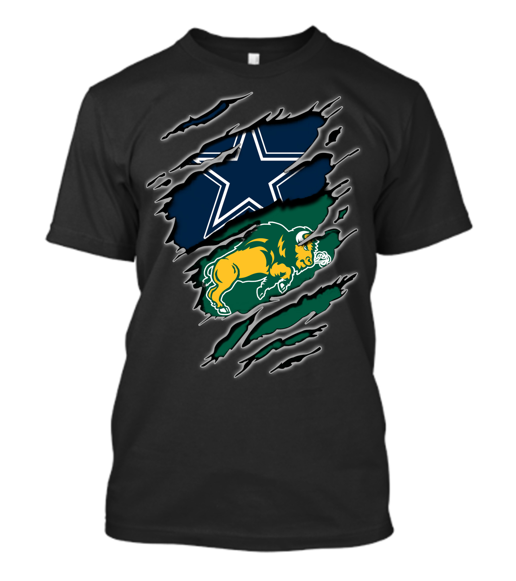 Dallas Cowboys North Dakota State Bison Dual Logo Ripped T-Shirt