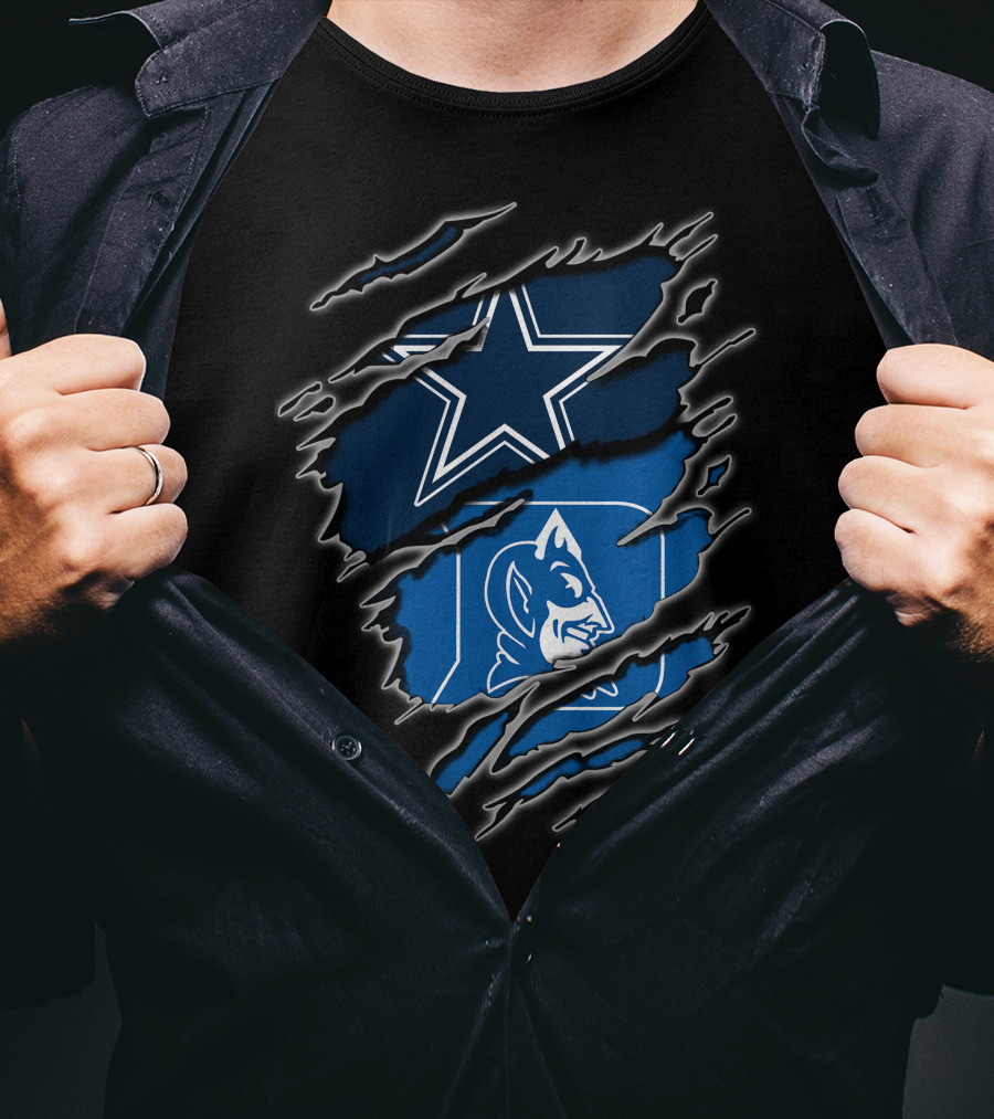 Dallas Cowboys Star Duke Blue Devils Logo Torn T-Shirt
