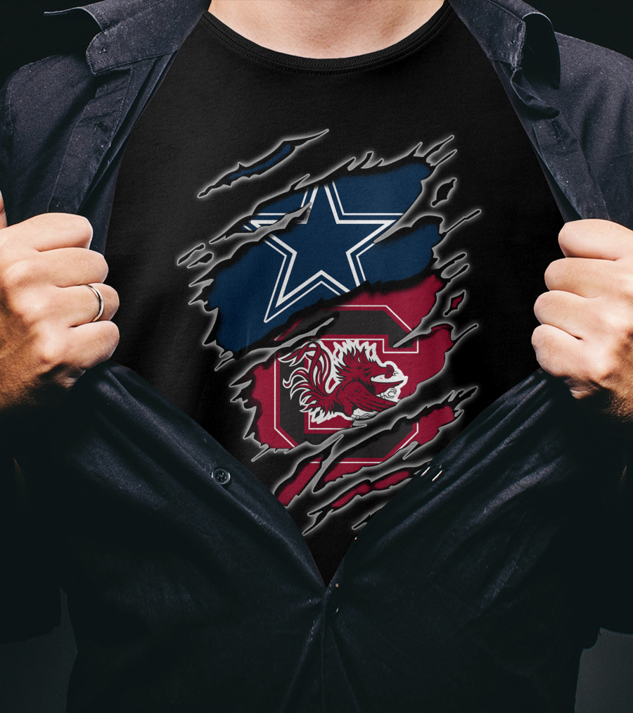 Dallas Cowboys South Carolina Gamecocks Torn Flag T-Shirt