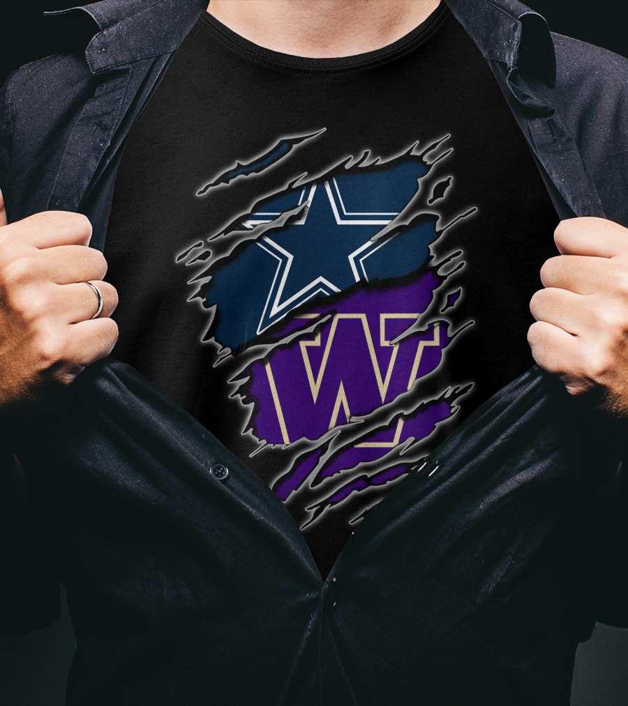 Dallas Cowboys Washington Huskies Logo Mashup T-Shirt