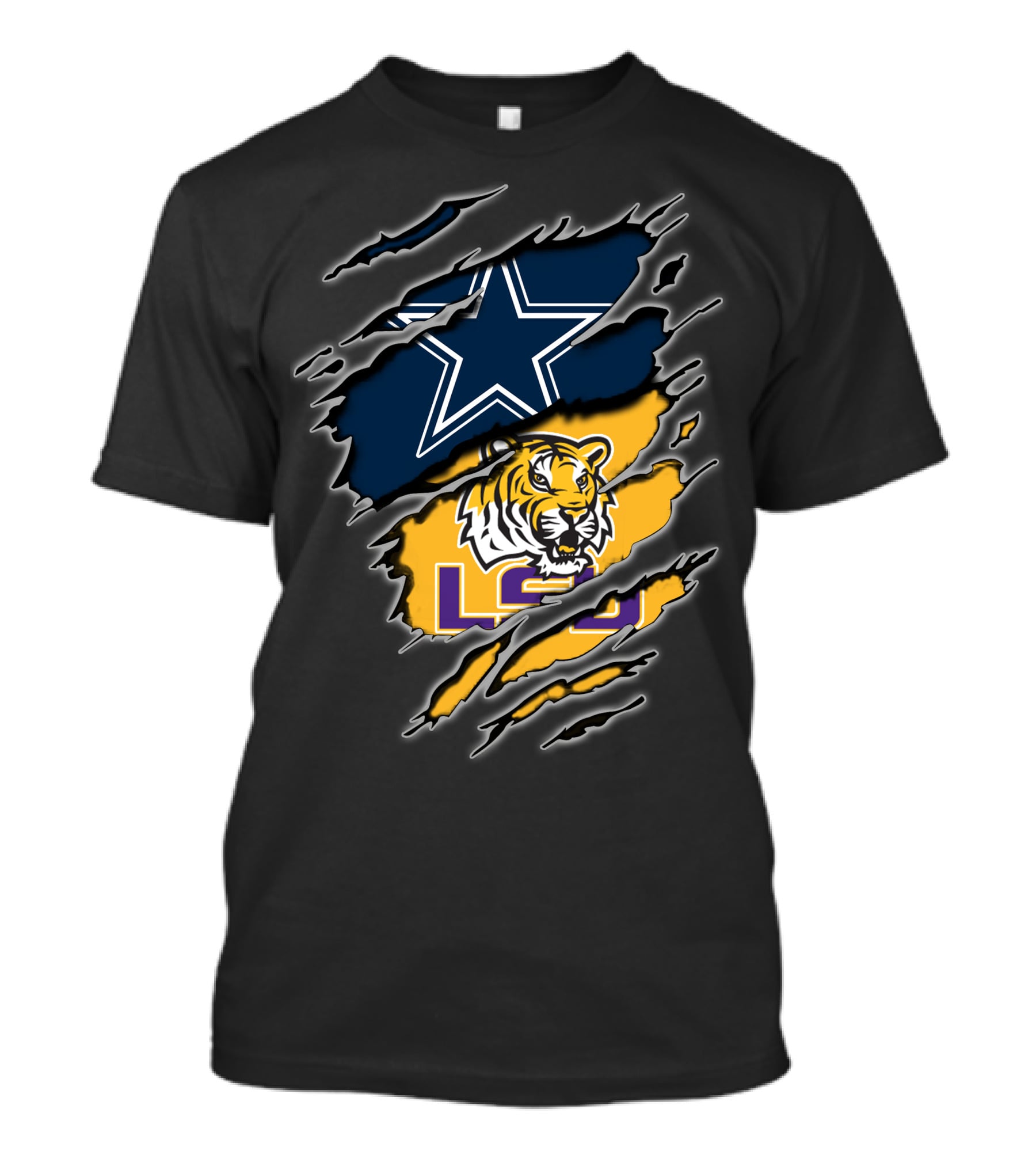 Cowboys Star Logo And Lsu Tiger Claw Swipes T-Shirt
