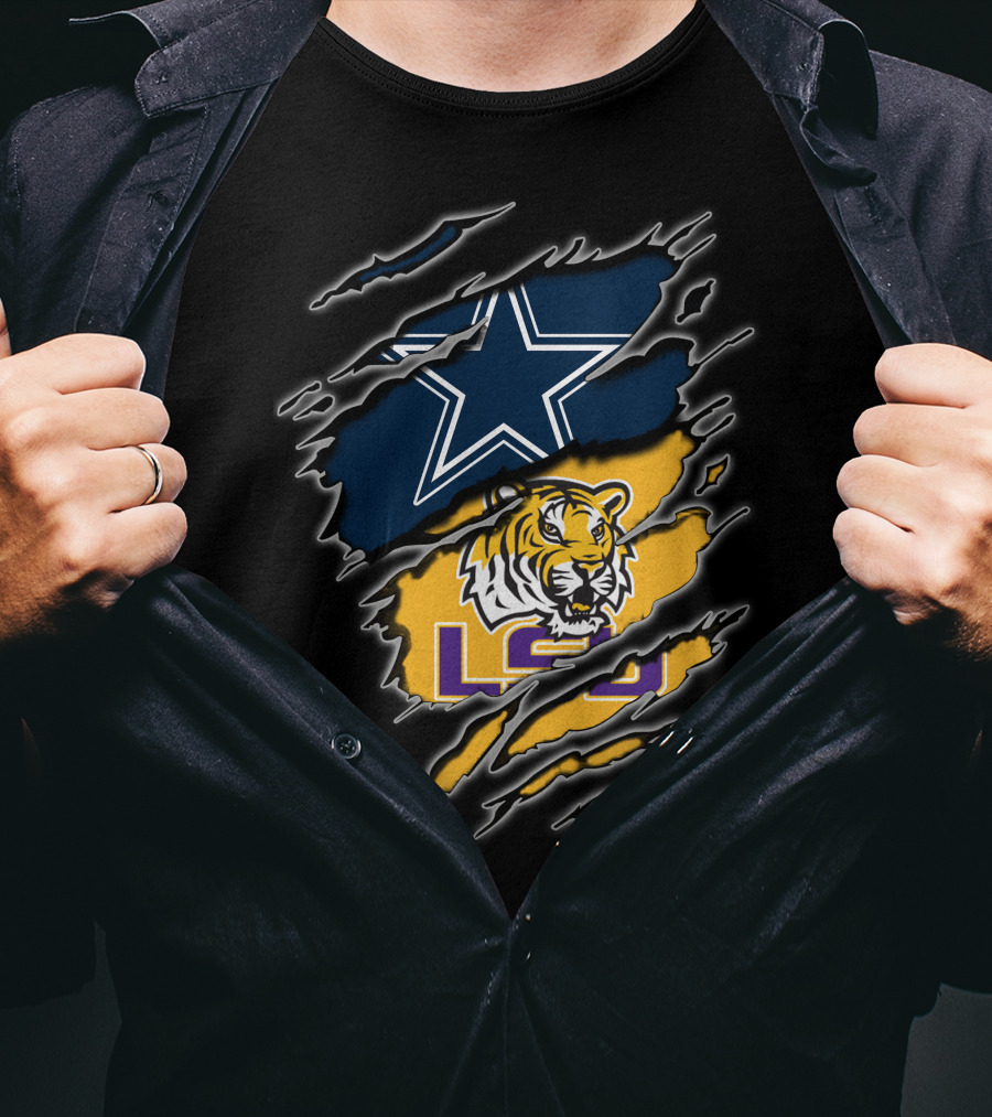 Cowboys Star Logo And Lsu Tiger Claw Swipes T-Shirt