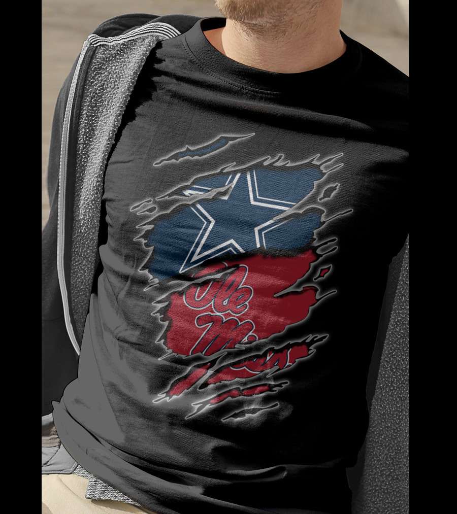 Dallas Cowboys Ole Miss Rebels Torn T-Shirt