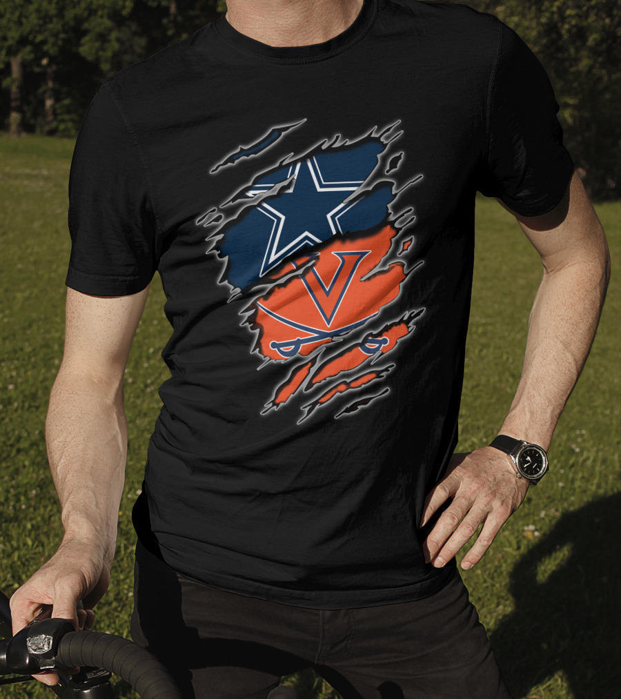 Dallas Cowboys Virginia Cavaliers Football Team Fusion T-Shirt