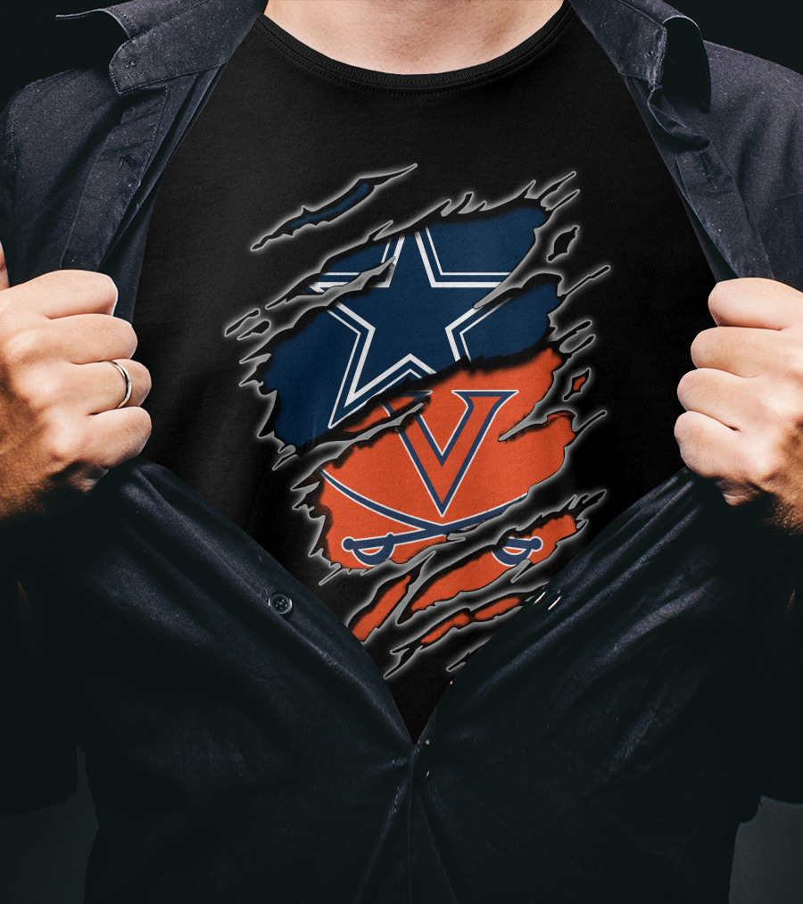 Dallas Cowboys Virginia Cavaliers Football Team Fusion T-Shirt