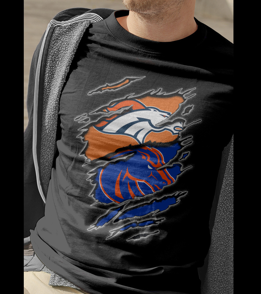Broncos Boise Denver Football Dual Horse T-Shirt