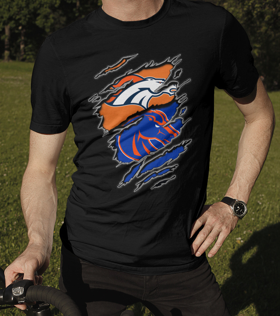 Broncos Boise Denver Football Dual Horse T-Shirt