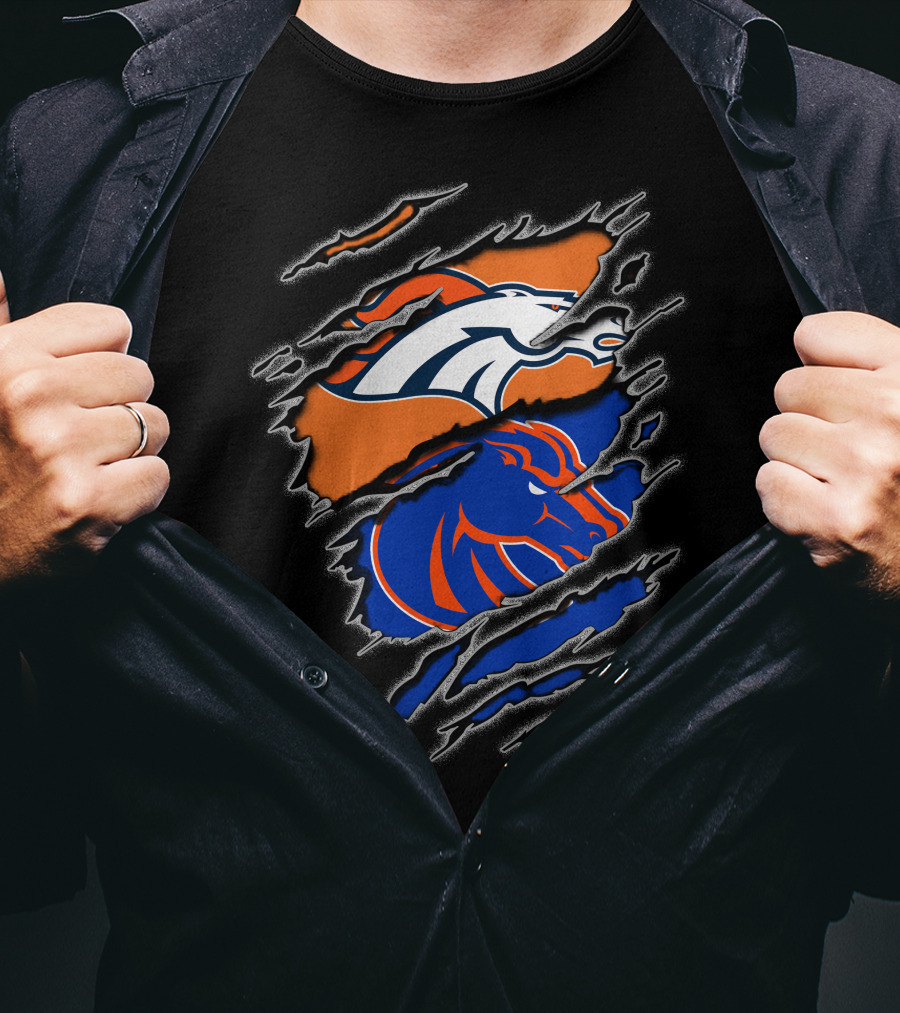 Broncos Boise Denver Football Dual Horse T-Shirt