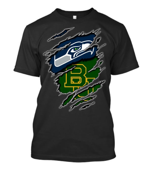 Seahawks Baylor Green And Blue Logo Fusion T-Shirt