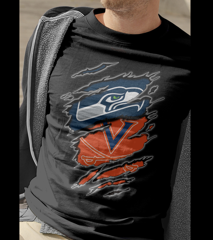 Seahawks Cavaliers Torn Reveal Sports Mashup T-Shirt