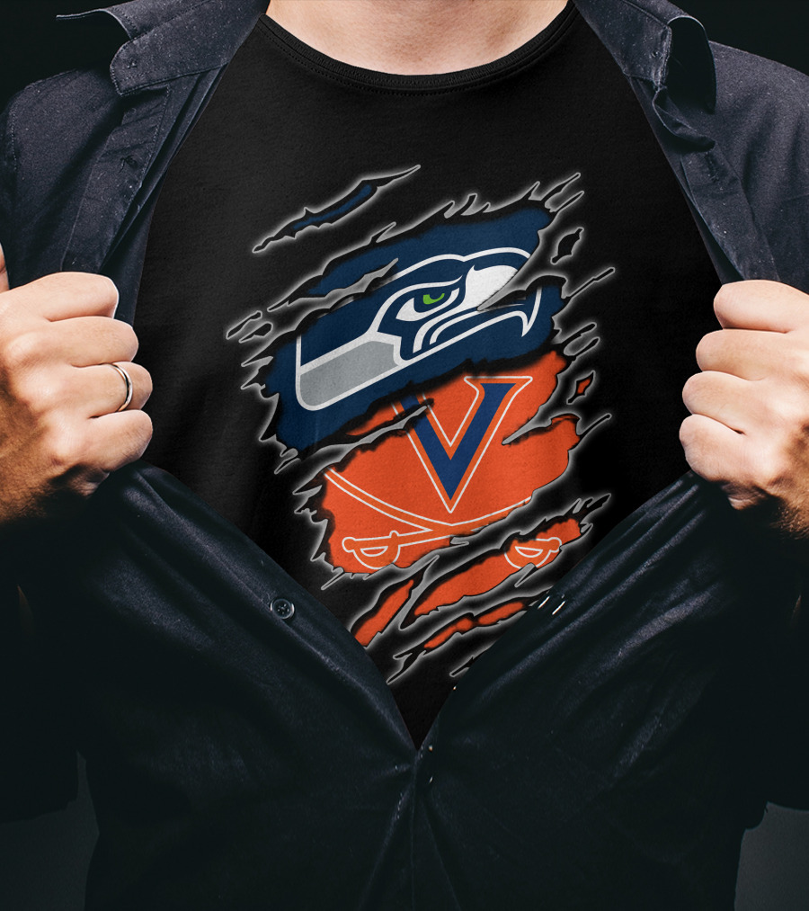 Seahawks Cavaliers Torn Reveal Sports Mashup T-Shirt