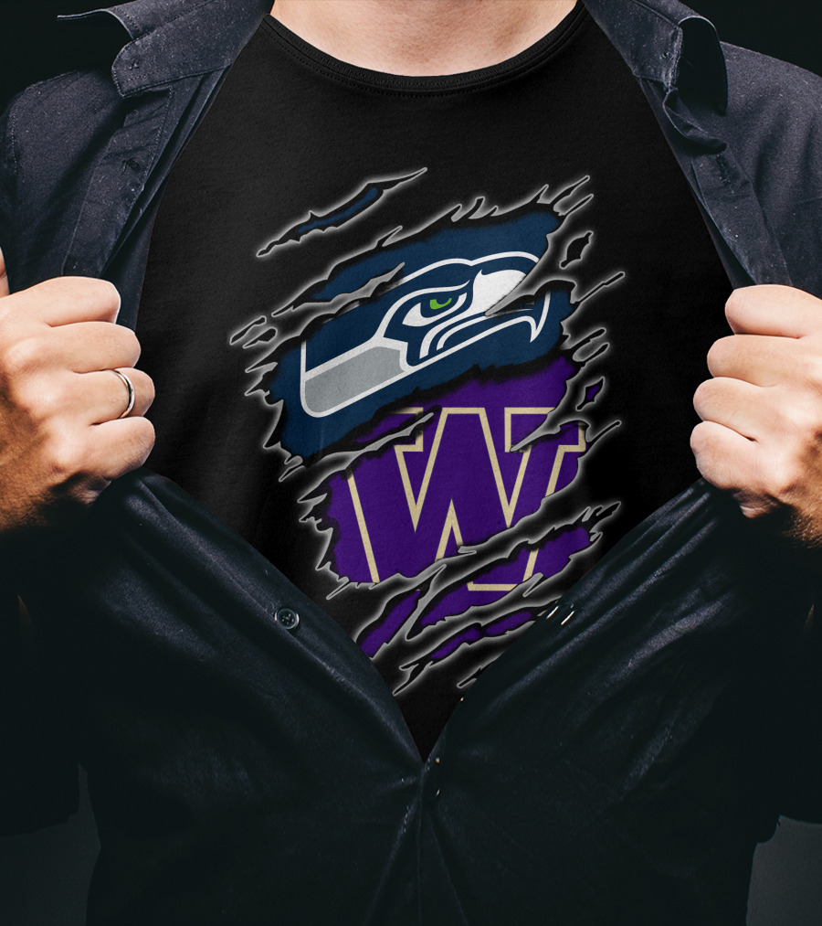 Seahawks Huskies Clawmark Logo Fusion T-Shirt
