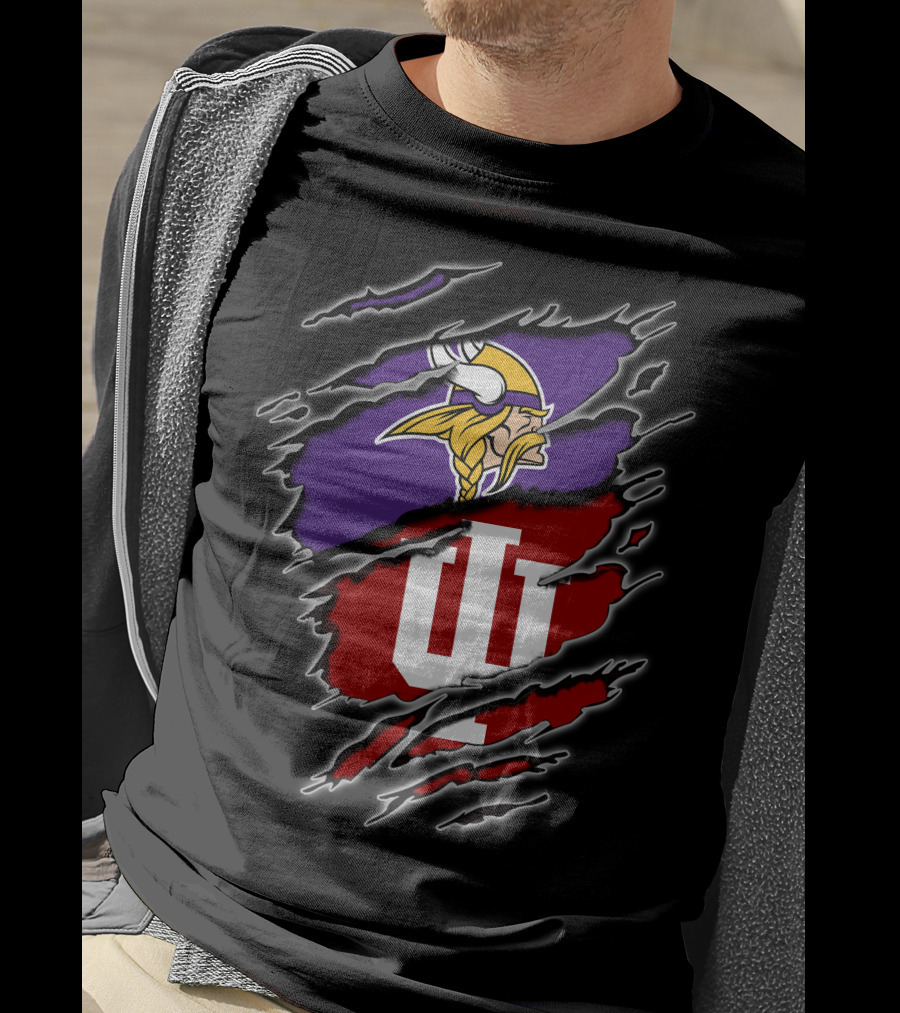 Vikings Hoosiers Minnesota NFL Indiana University Fan Logo Fusion T-Shirt