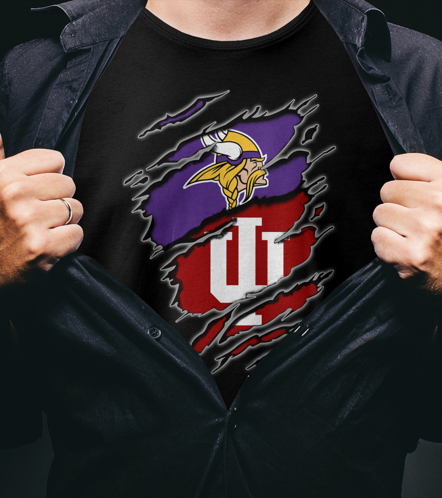 Vikings Hoosiers Minnesota NFL Indiana University Fan Logo Fusion T-Shirt