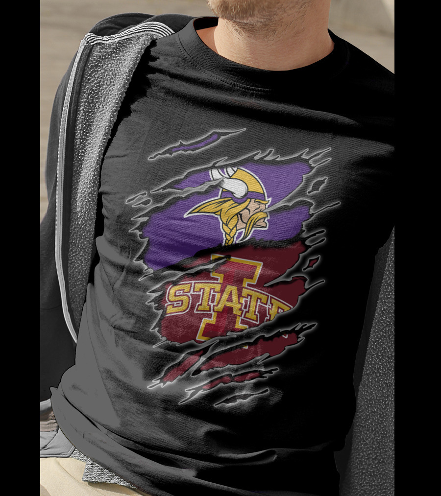 Minnesota Vikings Iowa State Cyclones Torn Claw Marks T-Shirt