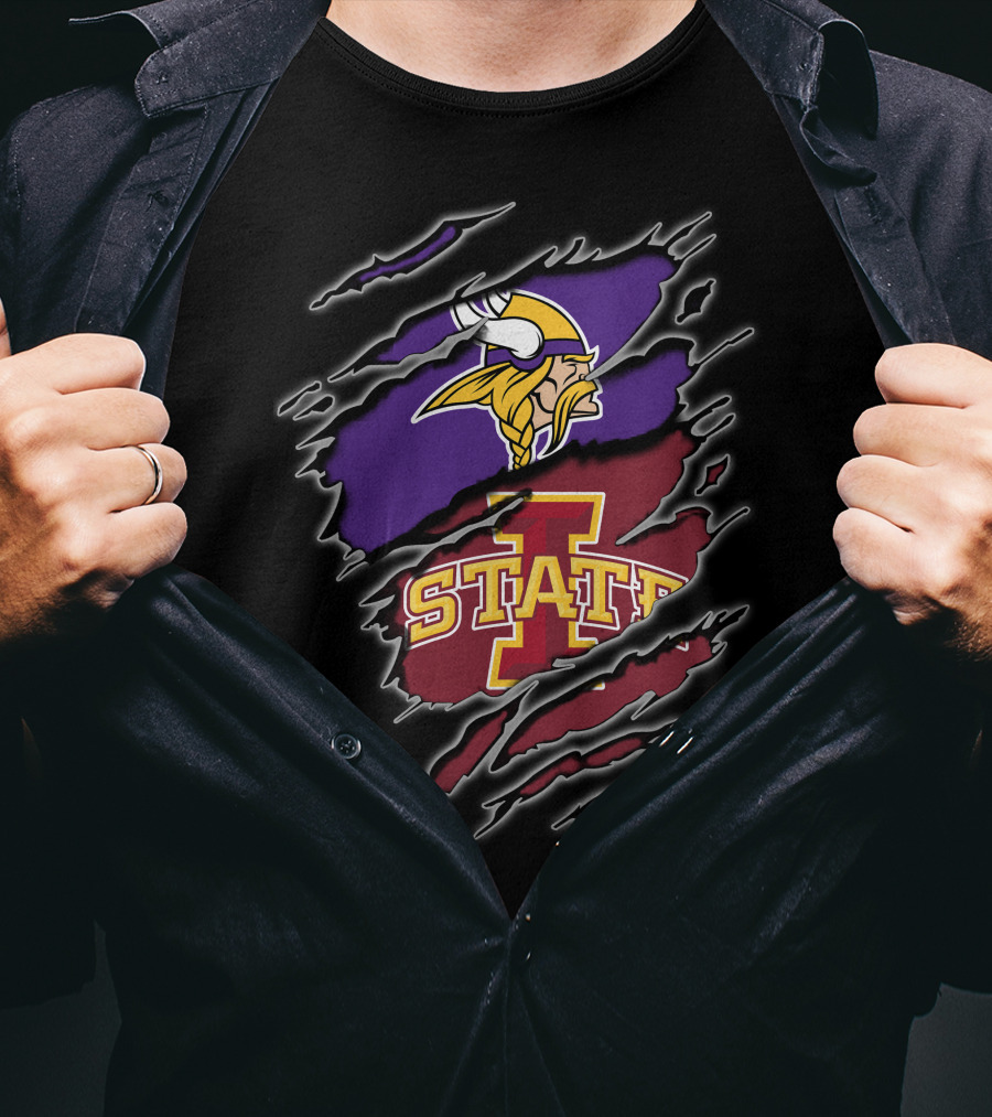 Minnesota Vikings Iowa State Cyclones Torn Claw Marks T-Shirt