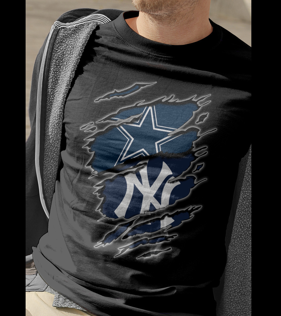 Cowboys Yankees Star And Ny Logo Mashup T-Shirt