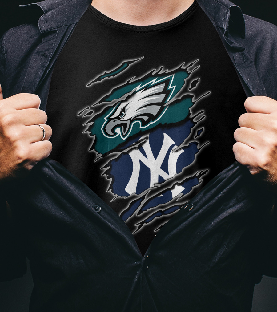 Philadelphia Eagles New York Yankees Logos Combination T-Shirt