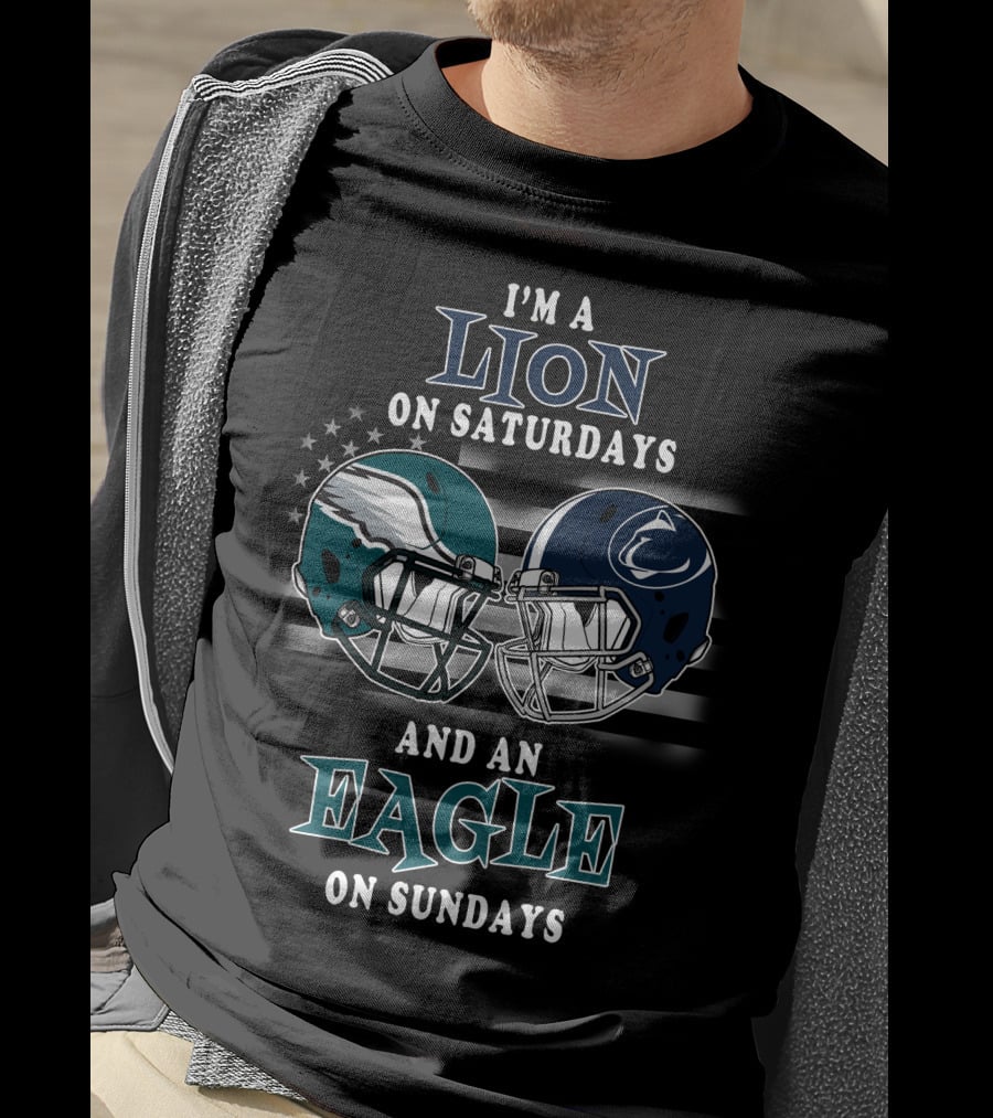 I'm A Lion On Saturdays And An Eagle On Sundays Football Helmets Reflection T-Shirt