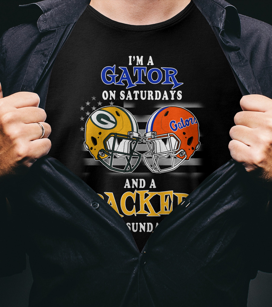 I'm A Gator On Saturdays And A Packer On Sundays Football Helmets T-Shirt