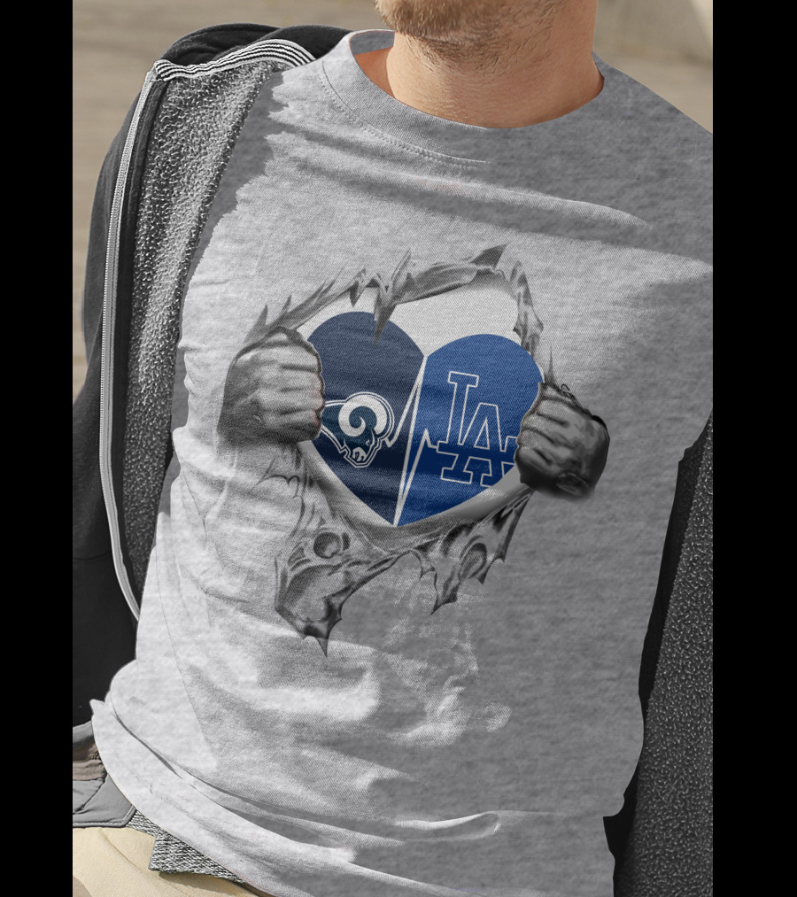 Rams LA Dodgers Heartbeat T-Shirt