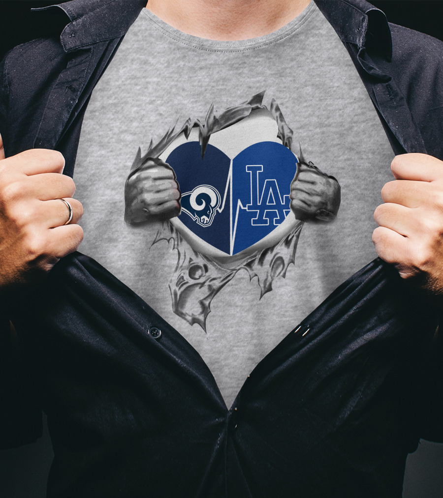 Rams LA Dodgers Heartbeat T-Shirt