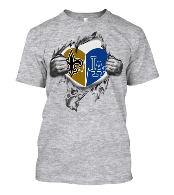 Saints LA Sports Fan Heart Logos Fusion T-Shirt